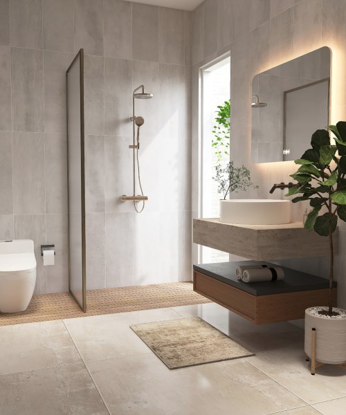 Bespoke bathroom renovation Wollongong with custom joinery, frameless shower screen and modern finishes